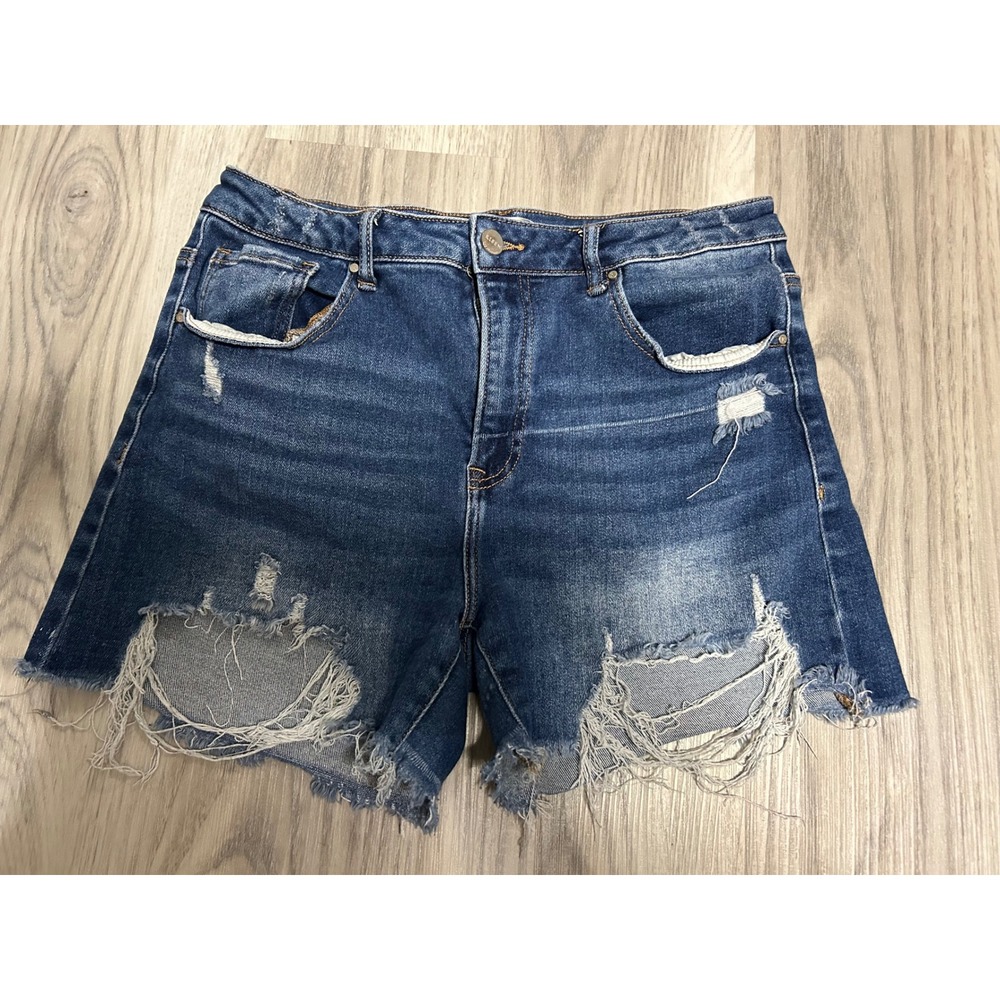Risen Jeans Womens Distressed Denim Cutoff Shorts XL Blue Medium Wash